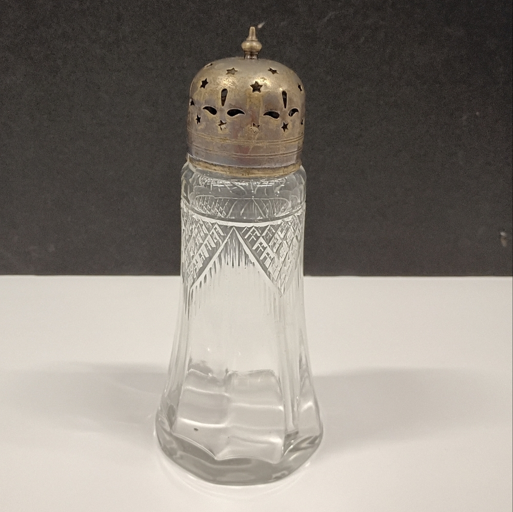 Vintage Glass Cinnamon Shaker with Silverplated Top